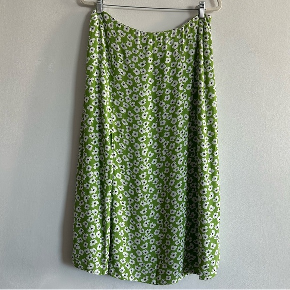 Anthropologie Dresses & Skirts - Maeve Anthropologie Green Floral A-Line Midi Skirt